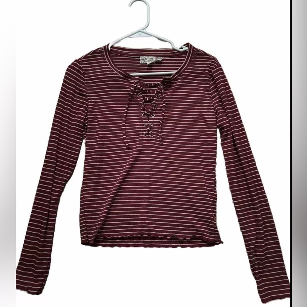 Red with white stripes PinkRepublic long Sleeve Shirt